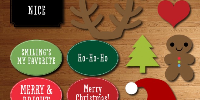 Free Printable Christmas Photo Booth Props and Signs from Elegance and ...