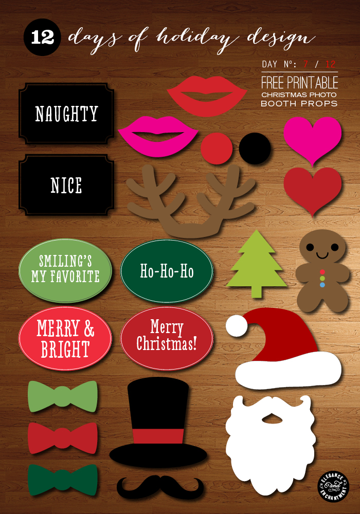 Free Printable Christmas Photo Booth Props and Signs from Elegance and