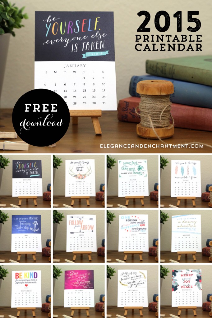 Free Printable 2015 Motivational Desk Calendar from Elegance and Enchantment
