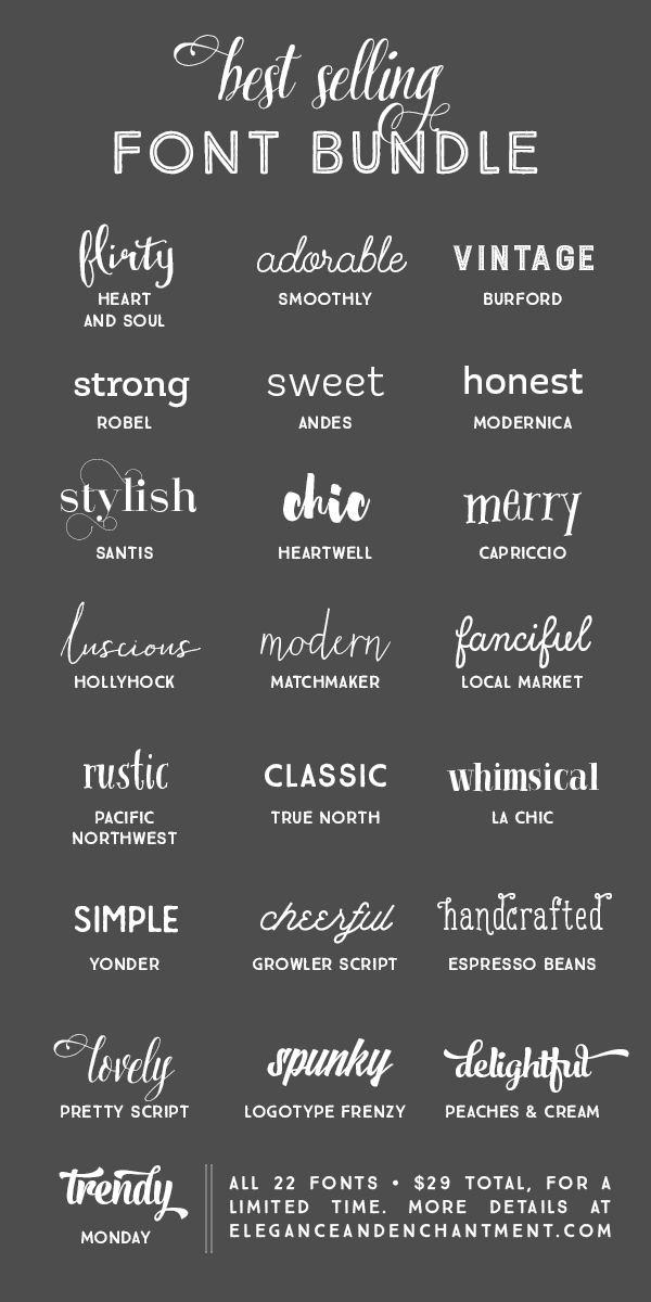 Best Selling Font Bundle - a collection of typefaces in a variety of styles to keep you covered for any project that comes your way!