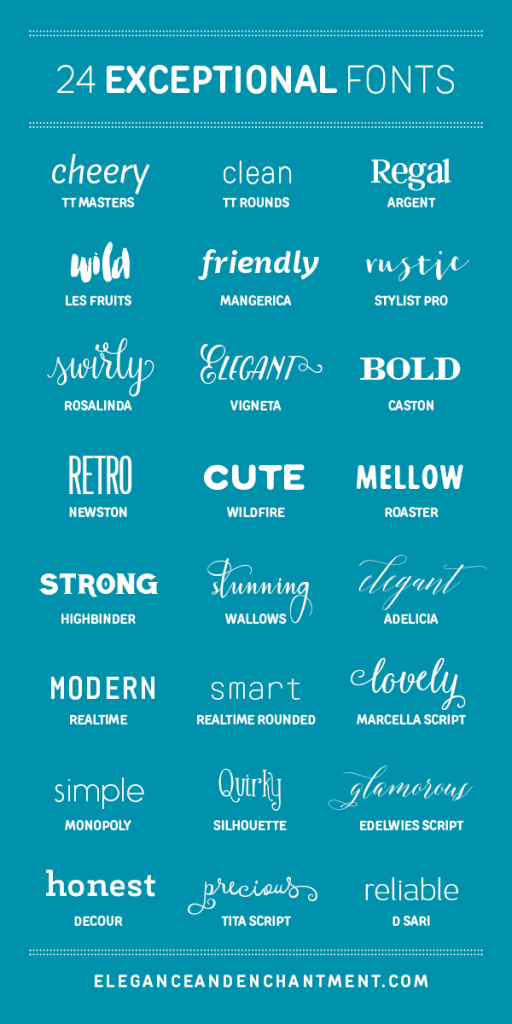 24 Exceptional fonts for graphic design projects, web design, blogging, crafts, DIY projects and more!