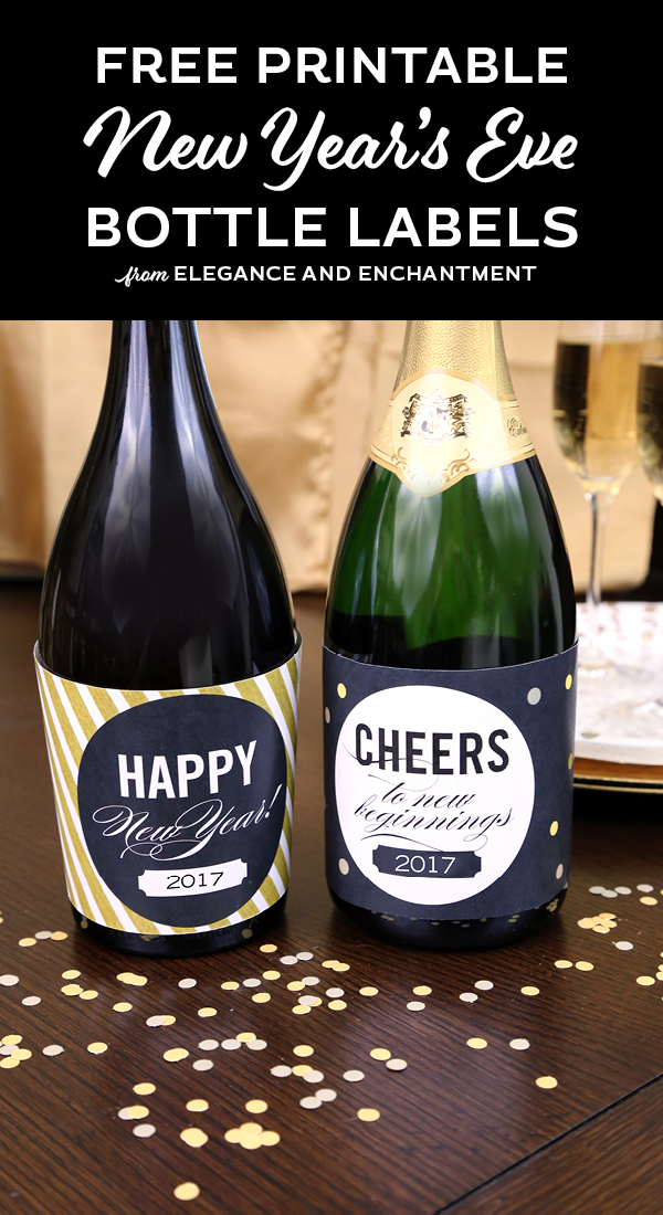 Free Printable New Year's Eve Champagne Bottle Labels