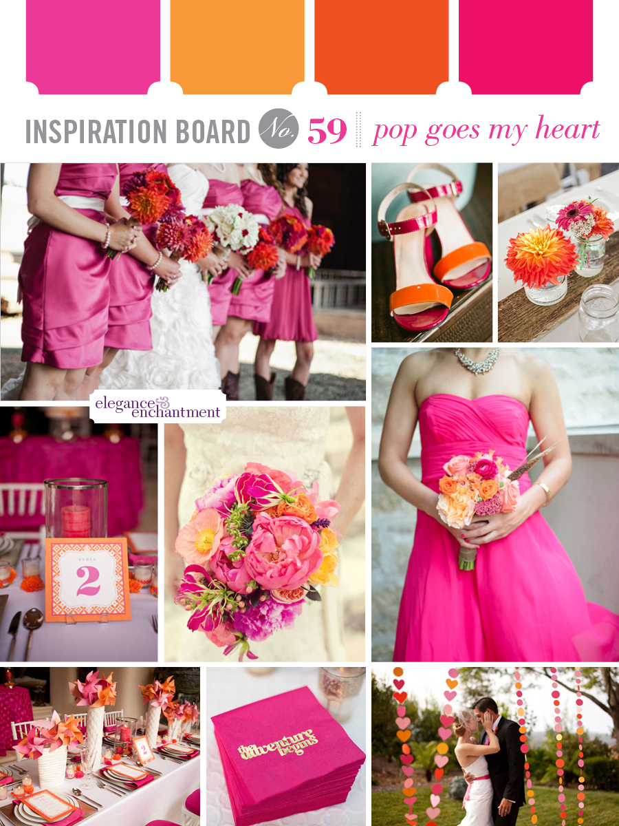 Wedding Inspiration - Orange and Pink. Photos by: Brittany Lauren Photography, Andi Grant Photography, Becca Rillo Photography, The Nichols, paper antler and Birds of a Feather