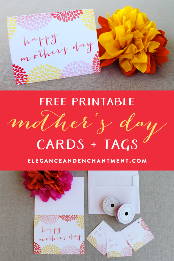 Watercolor Style Mother’s Day Card and Gift Tags // Free Printable from Elegance & Enchantment