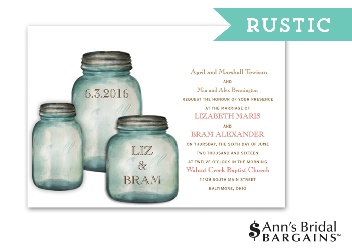 Ann's Bridal Bargains Rustic Invitations