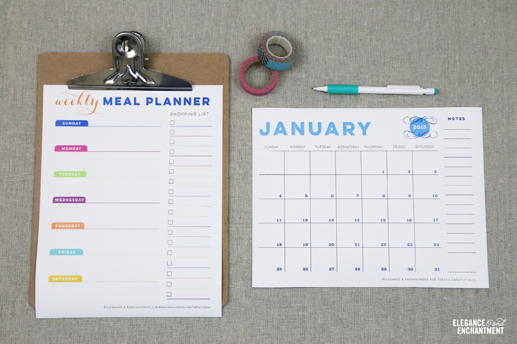 Free Printable Meal Planner from Elegance & Enchantment. A pretty way to get organized!