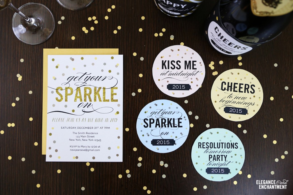 Free Printable New Year's Eve Party Invitation from Elegance and Enchantment {customizable in Adobe Reader}