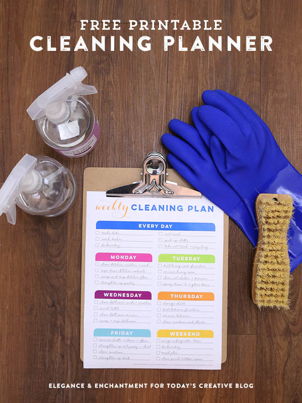Free Printable Cleaning Planner from Elegance and Enchantment  // One blank planner + one already filled in!