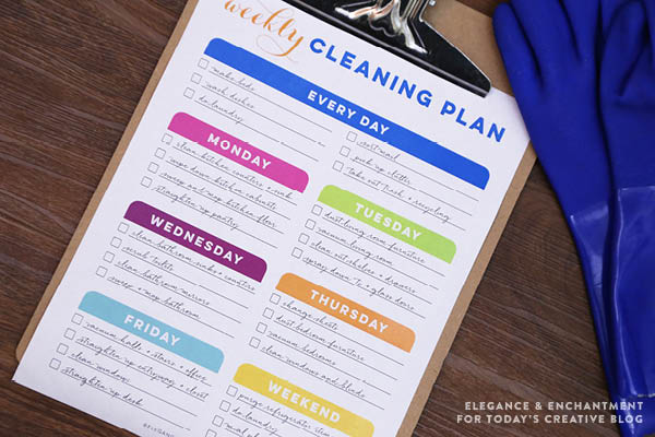Free Printable Cleaning Planner from Elegance and Enchantment  // One blank planner + one already filled in!