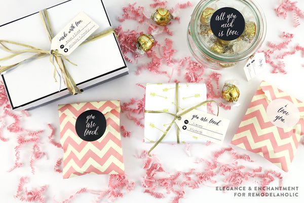 Chic and sophisticated Valentine's Day Stickers and Gift Tags (free printable from Elegance & Enchantment for Remodelaholic) 
