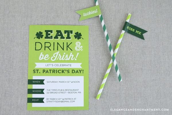 Free Customizable St. Patrick's Day Party Invitations from Elegance and Enchantment