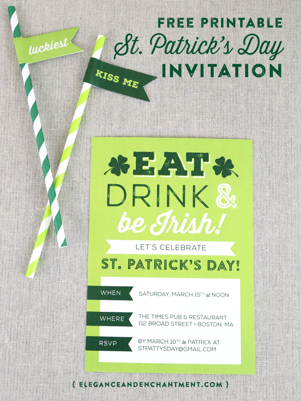 Printable St Patrick s Day Invite