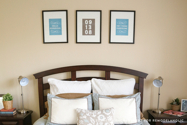 His and hers art printables by Elegance and Enchantment for Remodelaholic. “Hello Gorgeous” and “Hey There Handsome” plus a bonus anniversary printable (customizable using Adobe Reader).