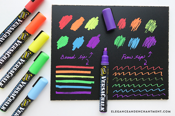 The easiest, cleanest, safest, and most fun way to create chalkboard projects: Versachalk! These colorful chalkboard markers allow you to create tons of artwork + gifts— plus provide a great activity for the kids. In this post, you’ll learn how to take a piece of printable art and transfer it to a chalkboard, mess free. // From Elegance and Enchantment, in partnership with Versachalk. 