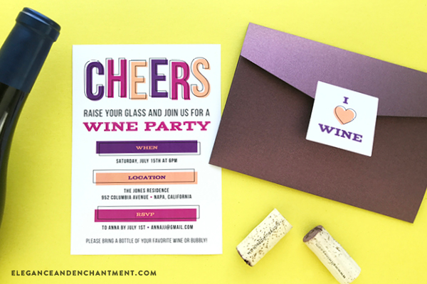 Hosting a Wine Party? Download all of these party goodies for free! Includes printable stickers, a printable/customizable invitation, and printable/customizable wine labels. Compatible with Avery Products 22806 and 8164 for easy printing! Designs from Elegance and Enchantment. 
