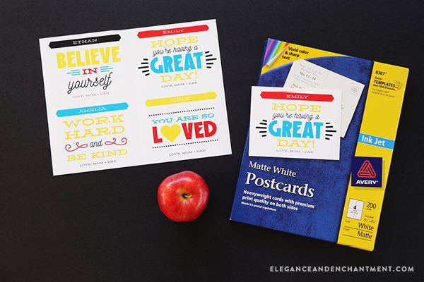 Back to School Printables for students and teachers. Download all of these classroom goodies for free! Includes printable-customizable lunch box notes and printable “property of” stickers. Compatible with Avery Products 8387 and 22806 for easy printing! Designs from Elegance and Enchantment in partnership with Avery.