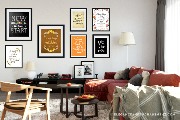 Easy ideas to get your walls ready for fall. Includes a free printable download to get you started. // Designs from Elegance and Enchantment.