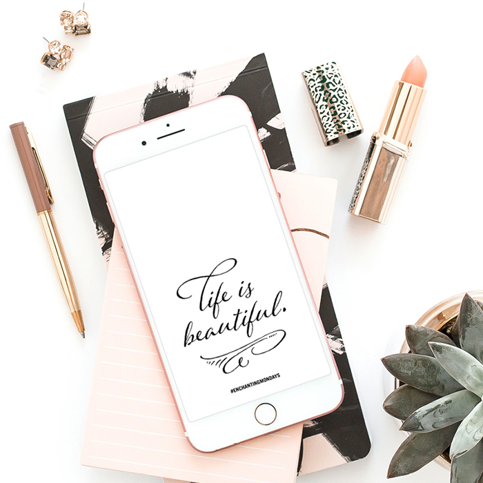 Life is beautiful. Enjoy these free inspirational downloads including printable art, a social graphic, and device wallpaper for you phone, tablet and desktop. New motivational designs shared every month! Spread the love by sharing with a friend! // Designs from Elegance + Enchantment