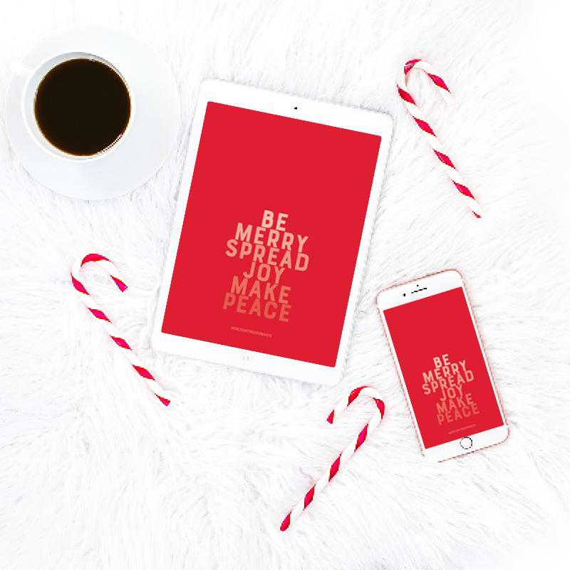 Be Merry. Spread Joy. Make Peace. Enjoy these free inspirational downloads including printable art, a social graphic, and device wallpaper for you phone, tablet and desktop. New motivational designs shared every month! Spread the love by sharing with a friend! // Designs from Elegance + Enchantment