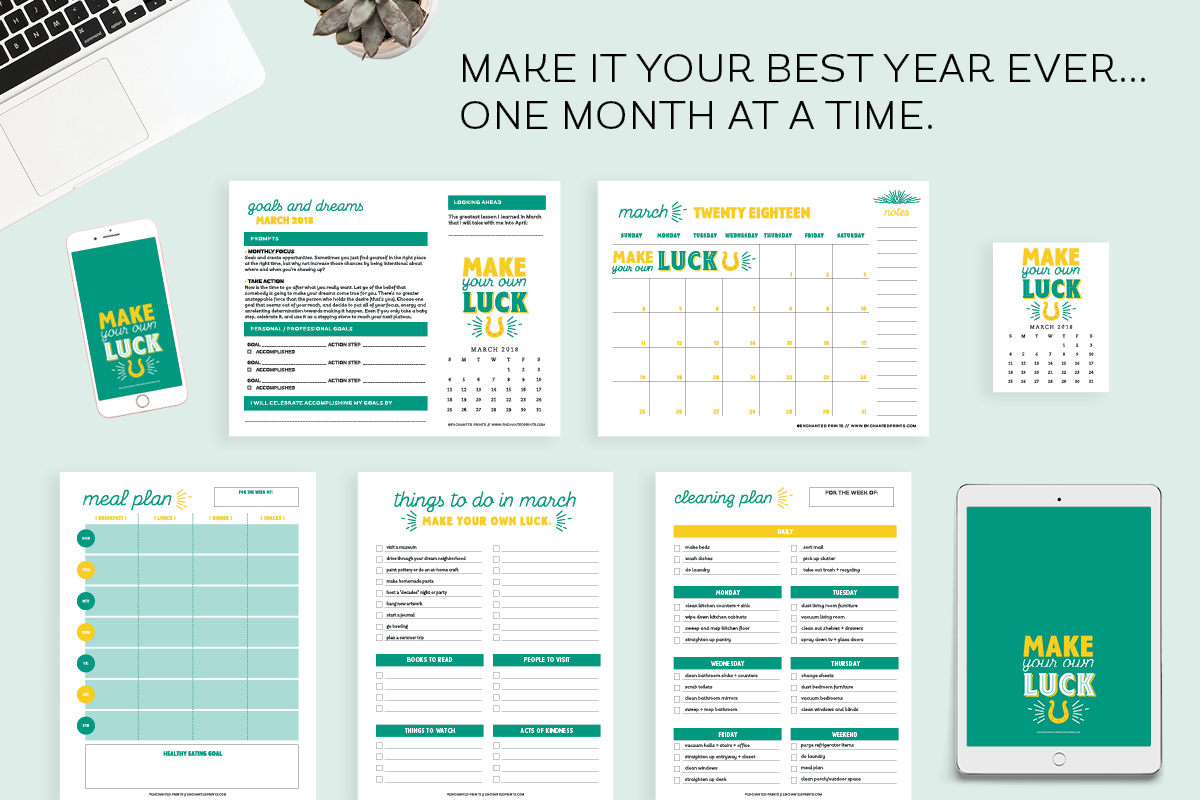 Pretty your workspace with this free printable calendar card for March 2018. New calendars are released every month! // Design from Elegance and Enchantment. #calendar #printable #stationery