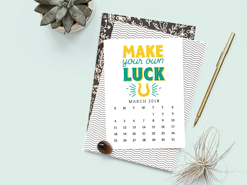 Pretty your workspace with this free printable calendar card for March 2018. New calendars are released every month! // Design from Elegance and Enchantment. #calendar #printable #stationery