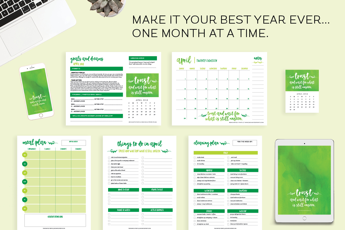 Pretty your workspace with this free printable calendar card for April 2018. New calendars are released every month! // Design from Elegance and Enchantment. #calendar #printable #stationery
