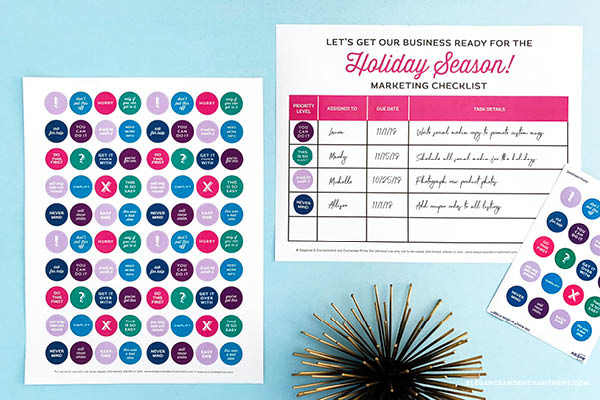 Free printable checklists and stickers to help small business and online shops prepare for the holidays! Stickers are compatible with Avery products for easy printing and use! Designs from Elegance and Enchantment. #sponsored