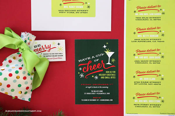 Throw the most fabulous retro-inspired holiday party with this collection of free printables: an invitation, mailing labels and gift tags, all compatible with Avery products for easy printing and assembly. // Designs from Elegance and Enchantment