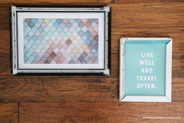 Do you like to switch up to look of your wall decor? SnapeZo has made it easy for us with their revolutionary frames. In this post, I show you how to utilize them to change your artwork while keeping your frames up on the wall. // From Elegance and Enchantment // Sponsored by SnapeZo #gallerywall