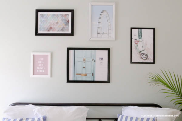 Do you like to switch up to look of your wall decor? SnapeZo has made it easy for us with their revolutionary frames. In this post, I show you how to utilize them to change your artwork while keeping your frames up on the wall. // From Elegance and Enchantment // Sponsored by SnapeZo #gallerywall